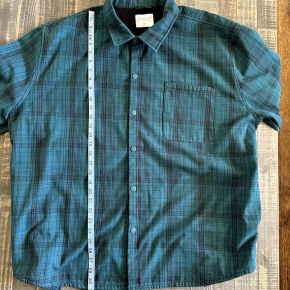 Stylus Green Plaid Snap Up Shirt Fully Lined Size XXL - Picture 7 of 8